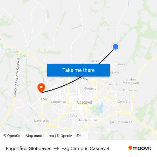 Frigorífico Globoaves to Fag Campus Cascavel map
