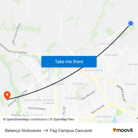 Balança Globoaves to Fag Campus Cascavel map