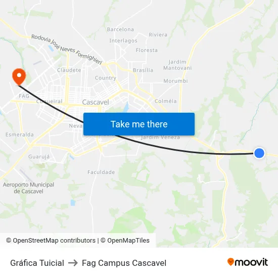 Gráfica Tuicial to Fag Campus Cascavel map