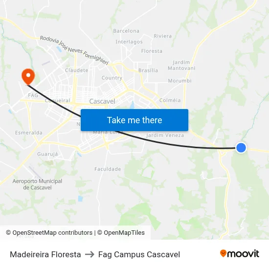 Madeireira Floresta to Fag Campus Cascavel map