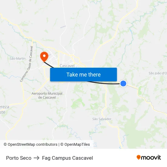 Porto Seco to Fag Campus Cascavel map