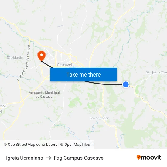 Igreja Ucraniana to Fag Campus Cascavel map