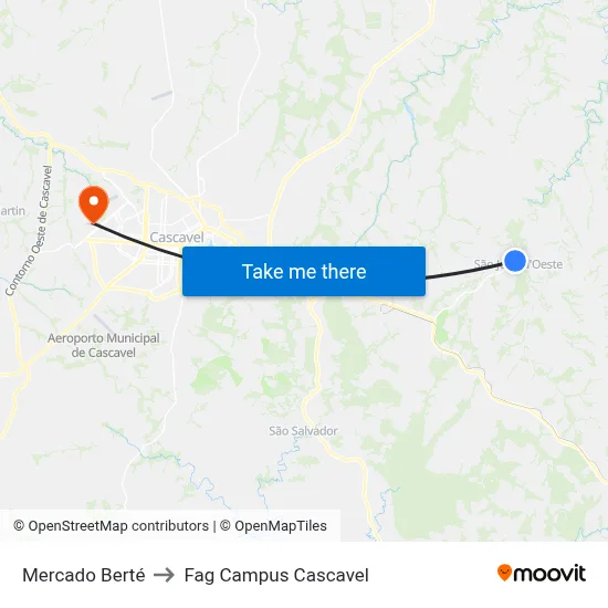 Mercado Berté to Fag Campus Cascavel map