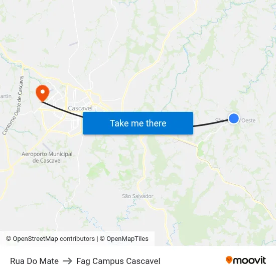 Rua Do Mate to Fag Campus Cascavel map