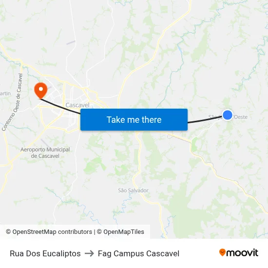 Rua Dos Eucaliptos to Fag Campus Cascavel map