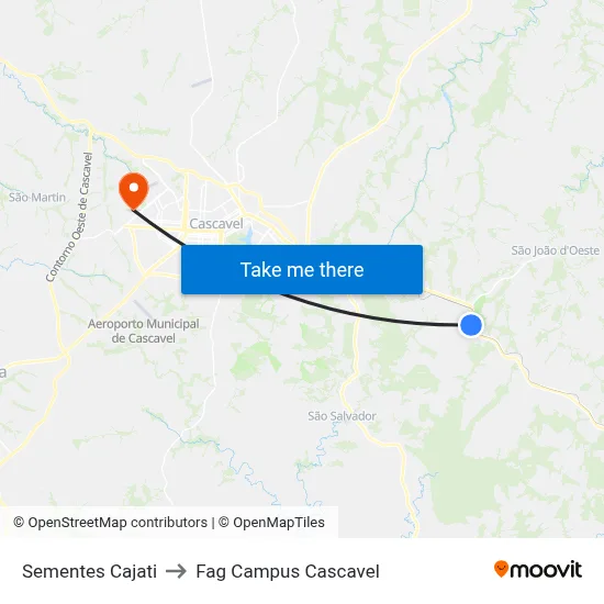 Sementes Cajati to Fag Campus Cascavel map