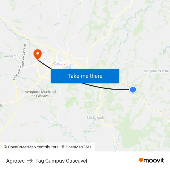 Agrotec to Fag Campus Cascavel map