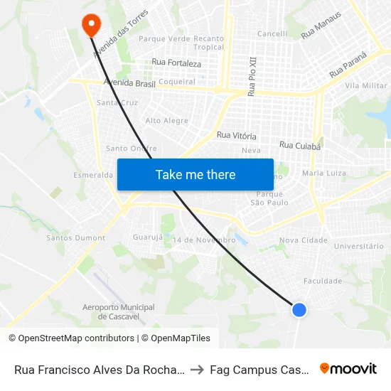Rua Francisco Alves Da Rocha, 1998 to Fag Campus Cascavel map