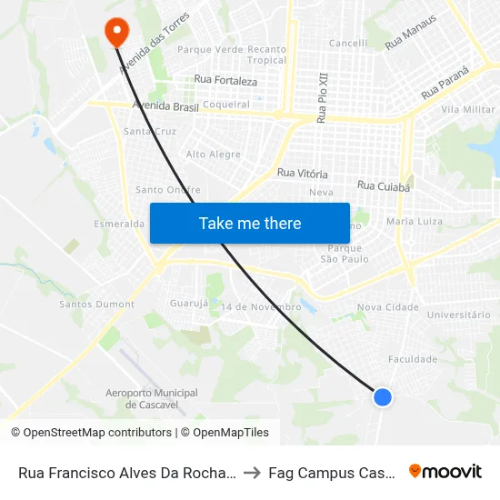 Rua Francisco Alves Da Rocha, 1998 to Fag Campus Cascavel map