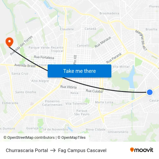 Churrascaria Portal to Fag Campus Cascavel map