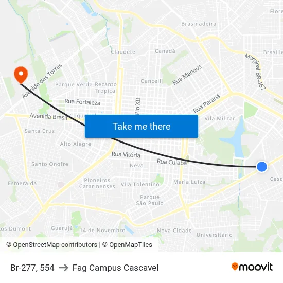 Br-277, 554 to Fag Campus Cascavel map