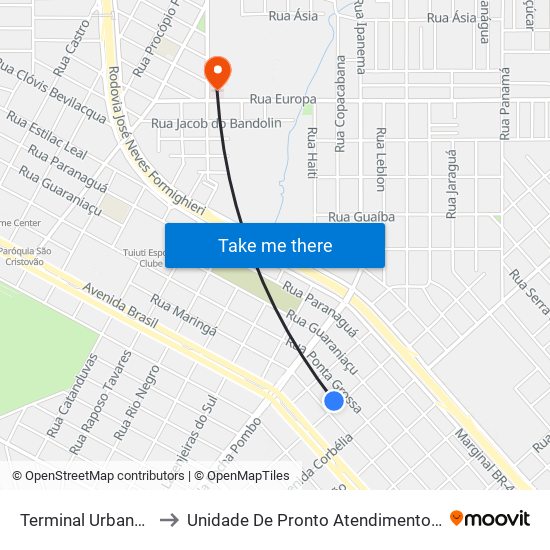 Terminal Urbano Leste to Unidade De Pronto Atendimento Do Brasília map