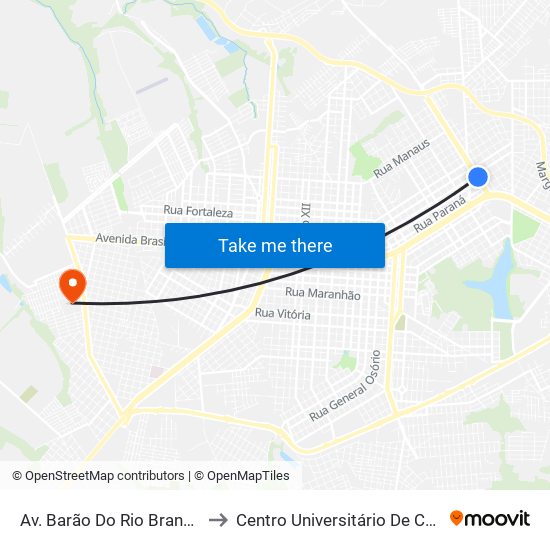 Av. Barão Do Rio Branco 416 to Centro Universitário De Cascavel map