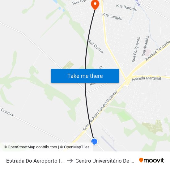 Estrada Do Aeroporto | Papeon to Centro Universitário De Cascavel map