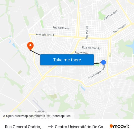 Rua General Osório, 2061 to Centro Universitário De Cascavel map