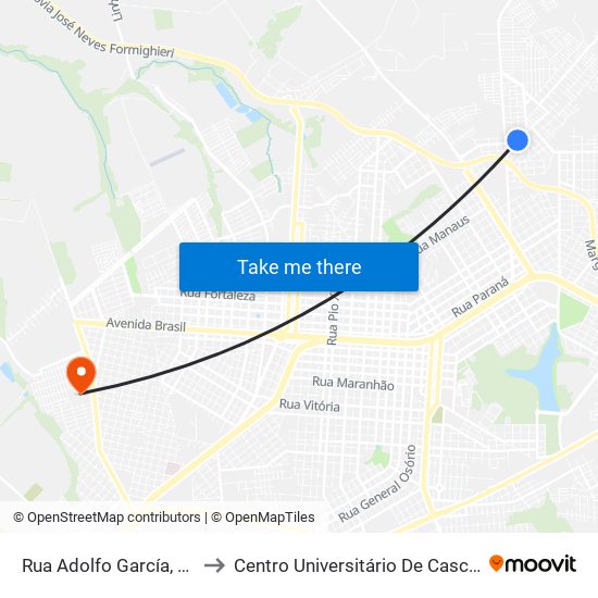 Rua Adolfo García, 276 to Centro Universitário De Cascavel map