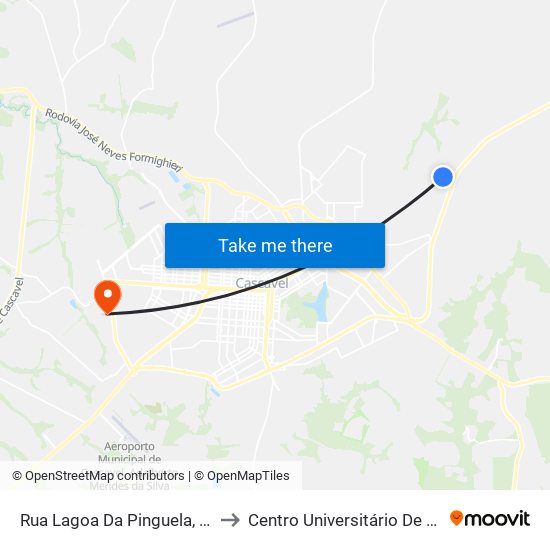 Rua Lagoa Da Pinguela, 481-665 to Centro Universitário De Cascavel map
