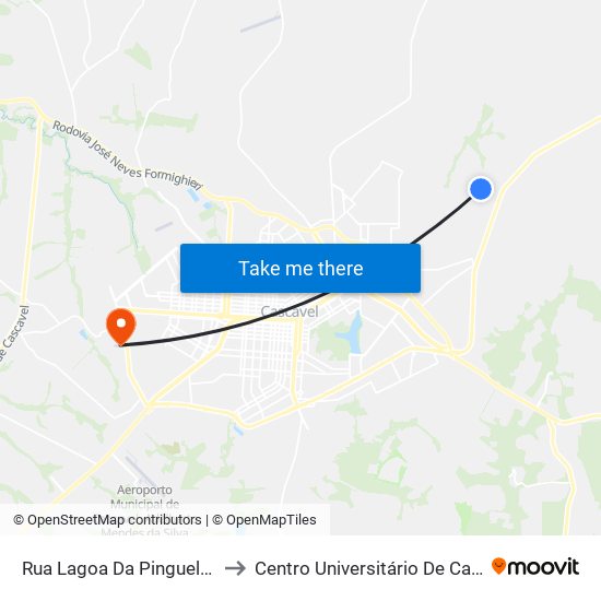 Rua Lagoa Da Pinguela, 337 to Centro Universitário De Cascavel map