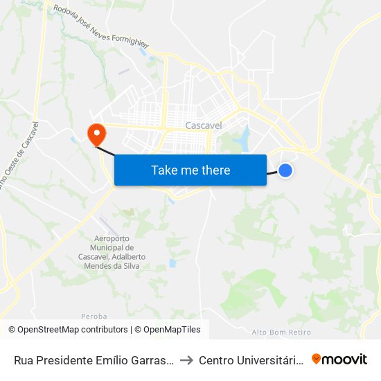 Rua Presidente Emílio Garrastazú Médici, 34-106 to Centro Universitário De Cascavel map