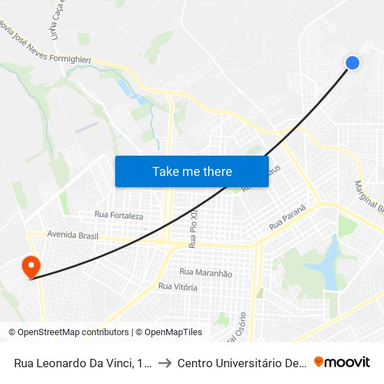 Rua Leonardo Da Vinci, 1558-1608 to Centro Universitário De Cascavel map