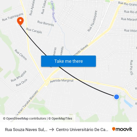 Rua Souza Naves Sul, 303 to Centro Universitário De Cascavel map