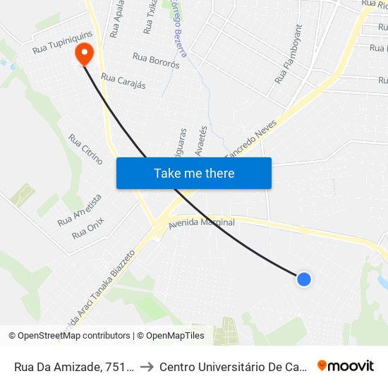 Rua Da Amizade, 751-837 to Centro Universitário De Cascavel map