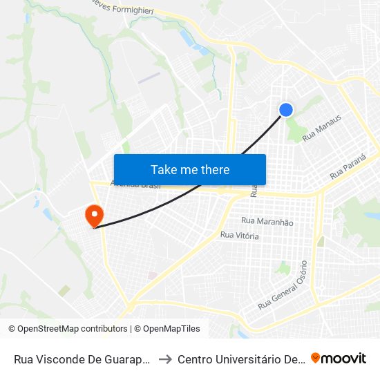Rua Visconde De Guarapuava, 4040 to Centro Universitário De Cascavel map