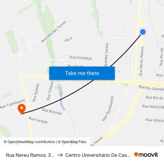 Rua Nereu Ramos, 3148 to Centro Universitário De Cascavel map