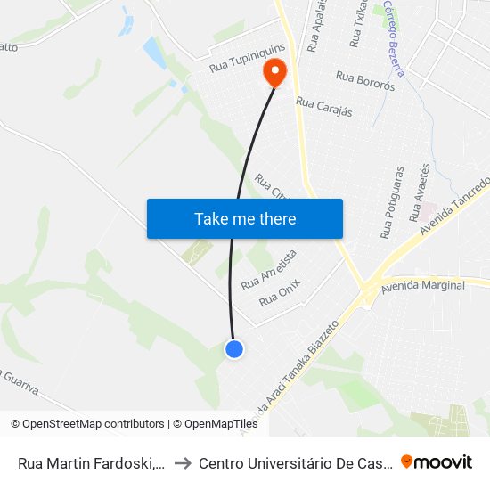 Rua Martin Fardoski, 350 to Centro Universitário De Cascavel map