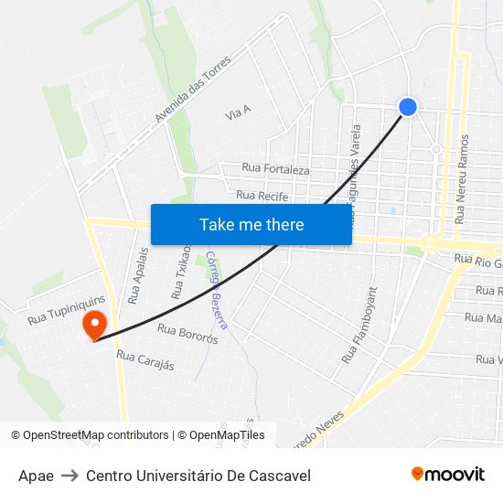 Apae to Centro Universitário De Cascavel map