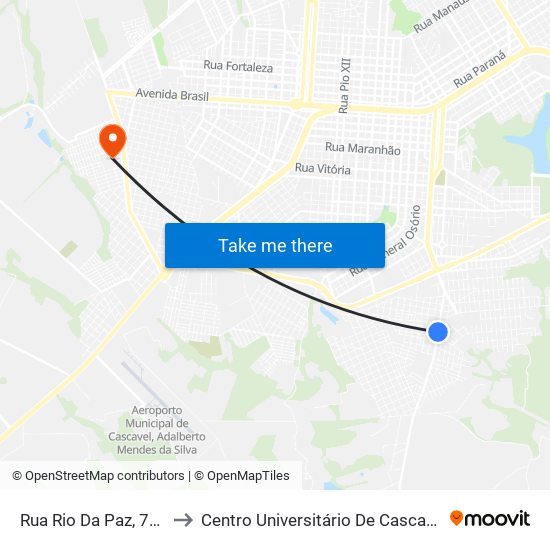 Rua Rio Da Paz, 715 to Centro Universitário De Cascavel map