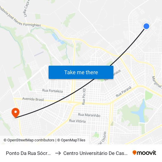 Ponto Da Rua Sócrates to Centro Universitário De Cascavel map