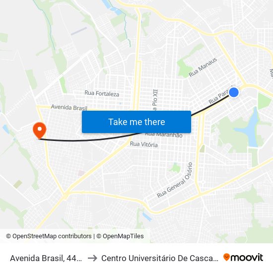 Avenida Brasil, 4426 to Centro Universitário De Cascavel map