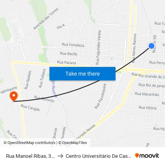Rua Manoel Ribas, 3427 to Centro Universitário De Cascavel map