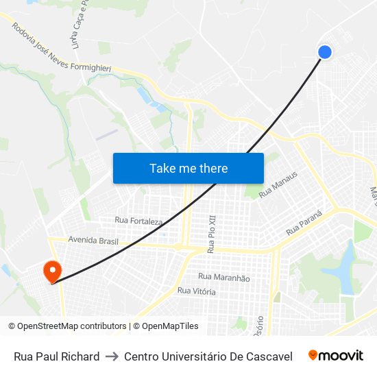 Rua Paul Richard to Centro Universitário De Cascavel map
