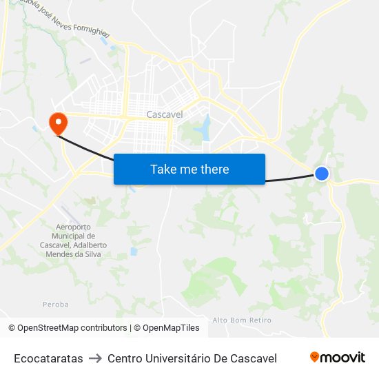 Ecocataratas to Centro Universitário De Cascavel map