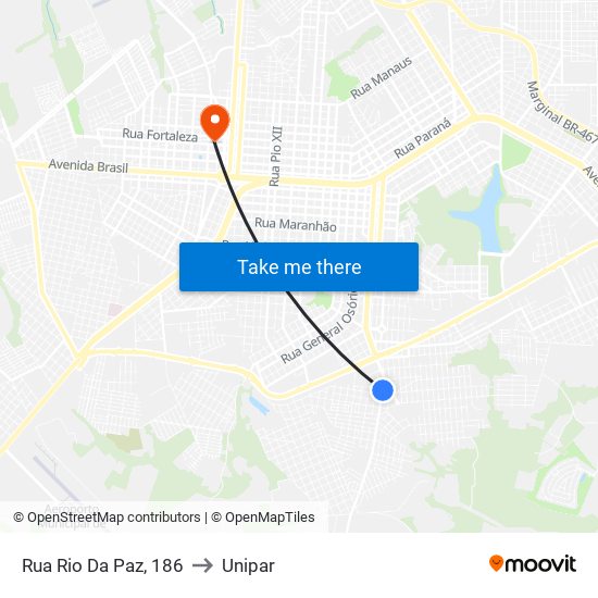 Rua Rio Da Paz, 186 to Unipar map