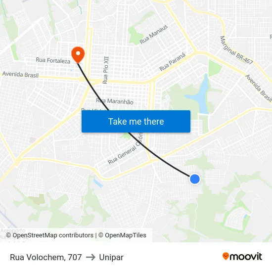 Rua Volochem, 707 to Unipar map