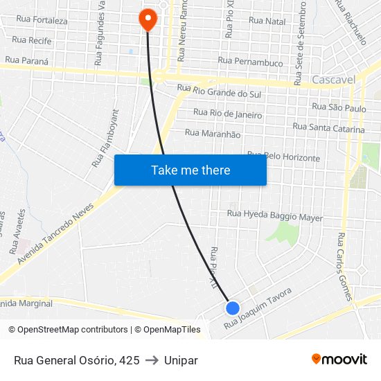 Rua General Osório, 425 to Unipar map