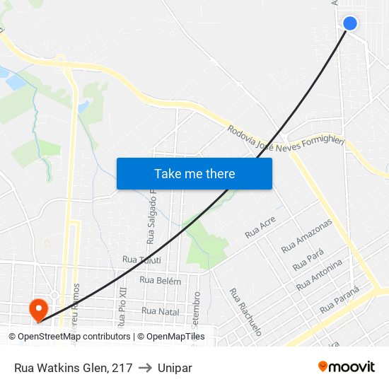 Rua Watkins Glen, 217 to Unipar map