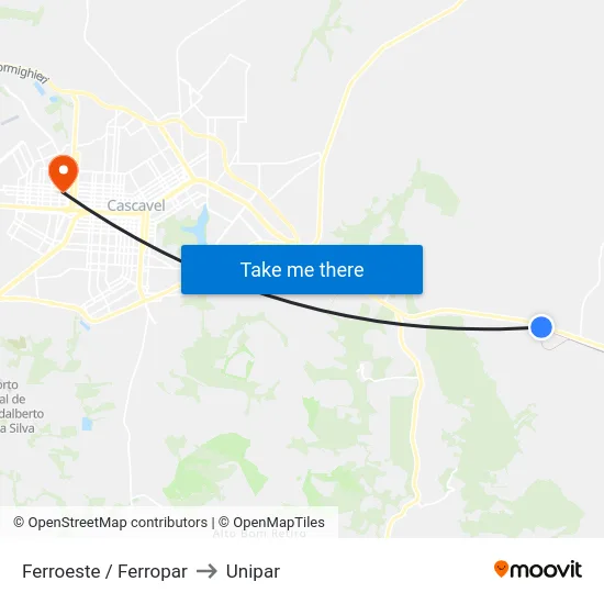Ferroeste / Ferropar to Unipar map