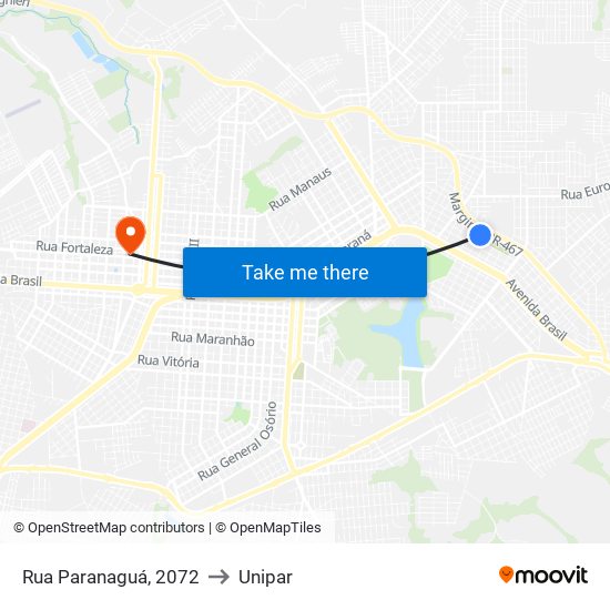 Rua Paranaguá, 2072 to Unipar map