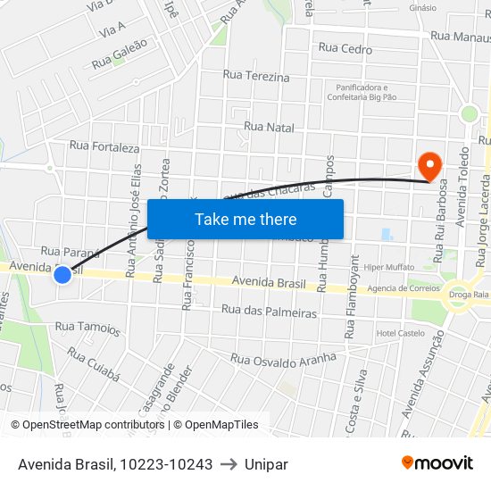 Avenida Brasil, 10223-10243 to Unipar map