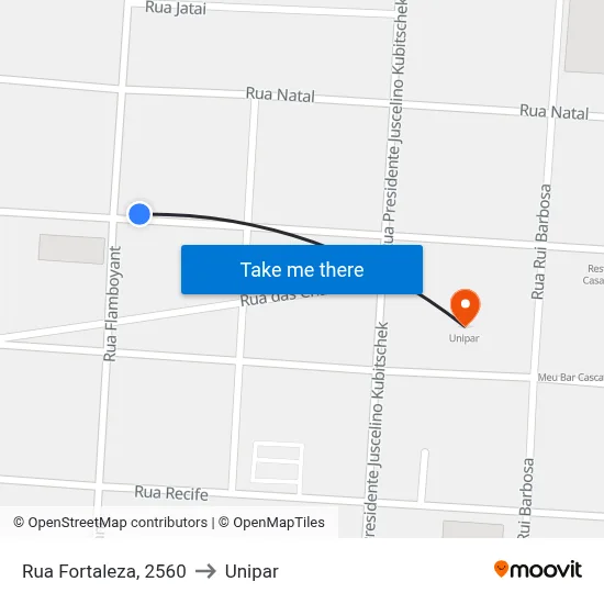Rua Fortaleza, 2560 to Unipar map