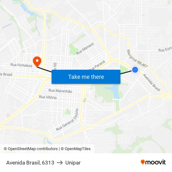 Avenida Brasil, 6313 to Unipar map