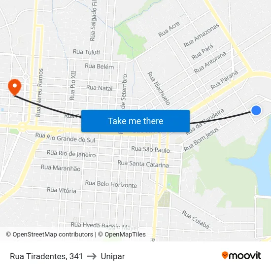 Rua Tiradentes, 341 to Unipar map
