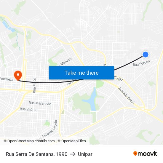 Rua Serra De Santana, 1990 to Unipar map