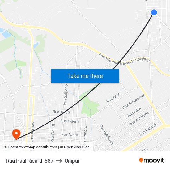 Rua Paul Ricard, 587 to Unipar map