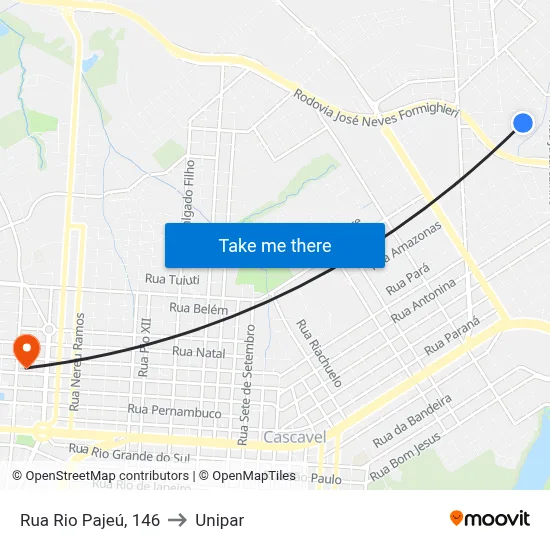 Rua Rio Pajeú, 146 to Unipar map