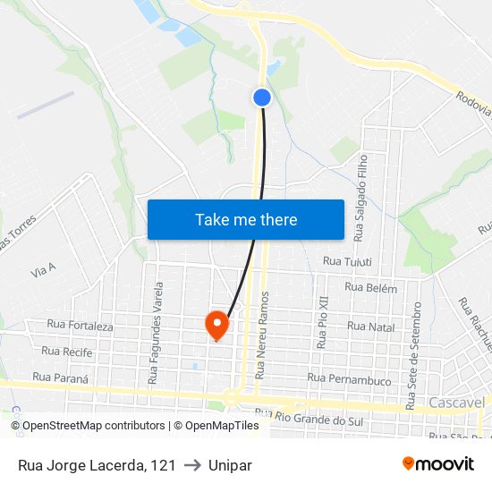 Rua Jorge Lacerda, 121 to Unipar map